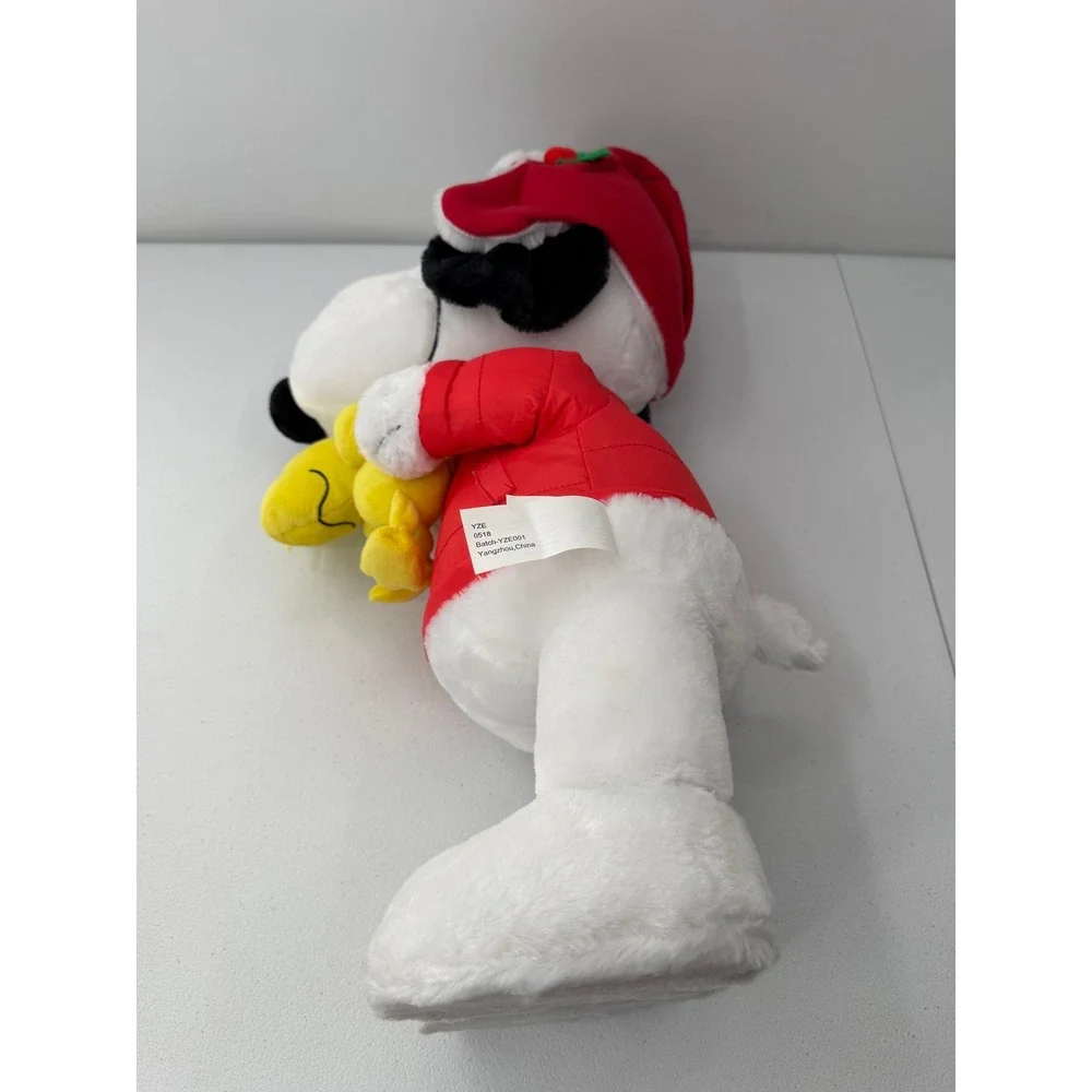 Peanuts Snoopy Plush Holiday Red Puffer Jacket Santa Hat Woodstock 21in Gemmy